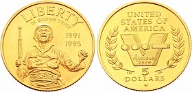 United States 5 Dollars 1993 W
KM# 245; World War II 50th Anniversary; Obv. Designer: Charles J. Madsen; Rev. Designer: Edward S. Fisher; Mintage 23,...