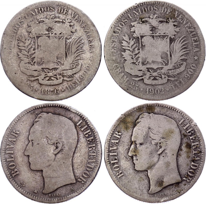 Venezuela Venezolano 1876 & 5 Bolivares 1902
Venezolano - very rare coin with p...