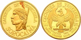 Venezuela 60 Bolivares 1961 
X# MB109; Series: 16th Century Chiefs, 1955-1960; Sorocaima; Gold (900) 20g.; UNC