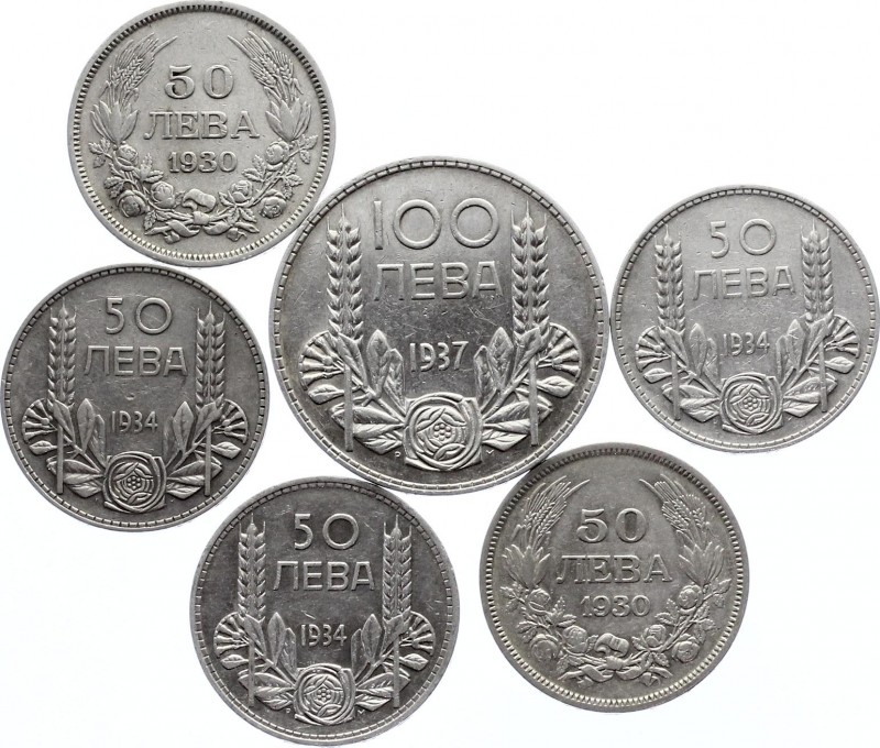 Bulgaria Lot of 6 Coins 1930 - 1937
Silver; Various Dates & Denominations