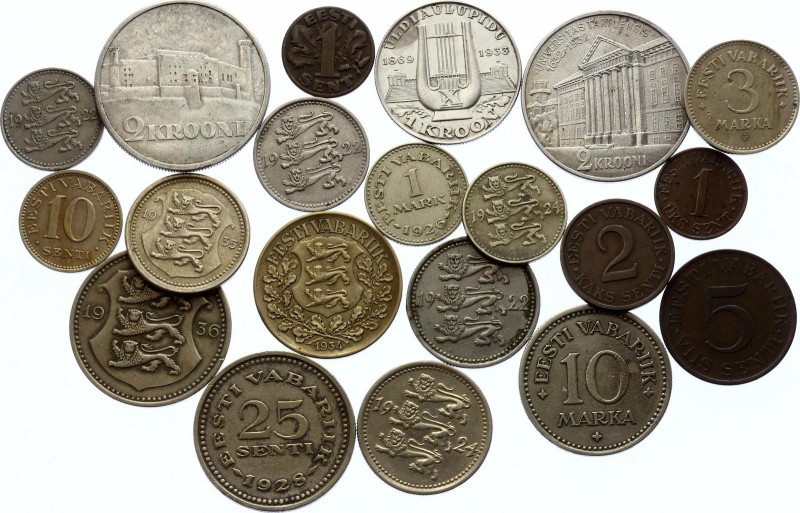 Estonia Lot of 20 Coins 1922 - 1939
With Silver; Excellent selection of coins o...