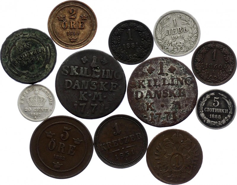 Europe Lot of 12 Coins 1771 - 1925
With Silver; Various Countries, Dates & Deno...