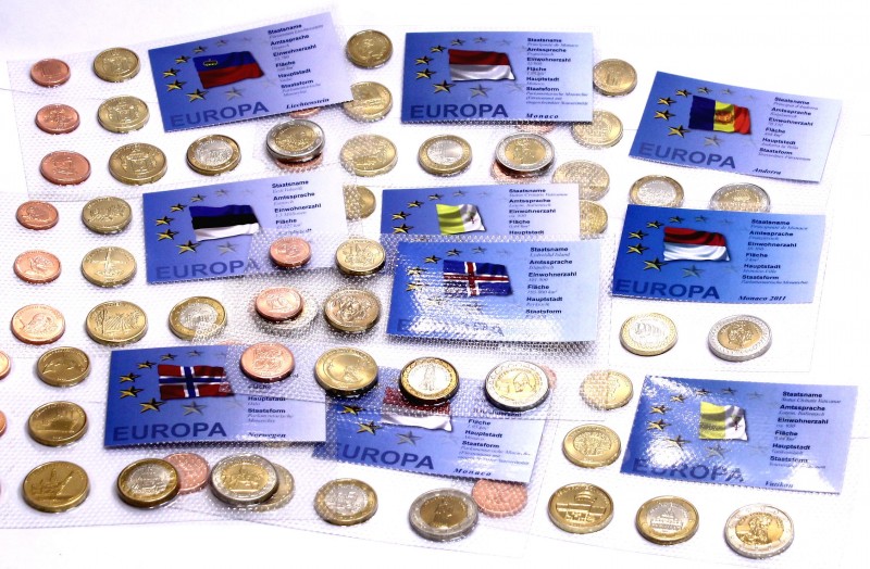 Europe Lot of 10 Specimen Coins Sets 
Various Countries; Each Set Contains 8 Co...