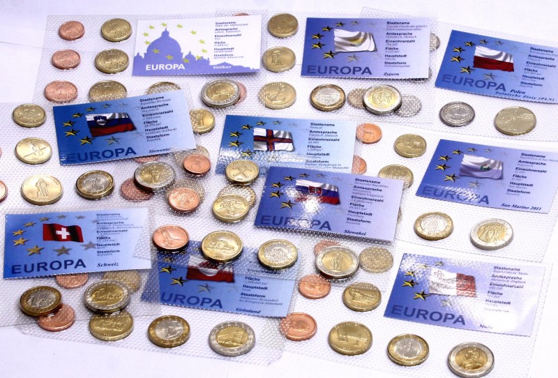 Europe Lot of 10 Specimen Coins Sets 
Various Countries; Each Set Contains 8 Co...