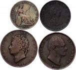 Great Britain Lot of 4 Coins 1799 - 1854
Various Dates & Denominations