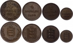 Guernsey Lot of 4 Coins 1858 - 1938
Various Dates & Denominations; VF/XF