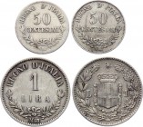 Italy Lot of 4 Coins 1863 - 1886
Silver; Various Dates & Denominations