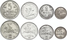 Lithuania Lot of 4 Coins 1925 
Silver; Various Denominations; VF/XF