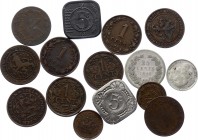 Netherlands Lot of 15 Coins 1848 - 1918
With Silver; Various Dates & Denominations