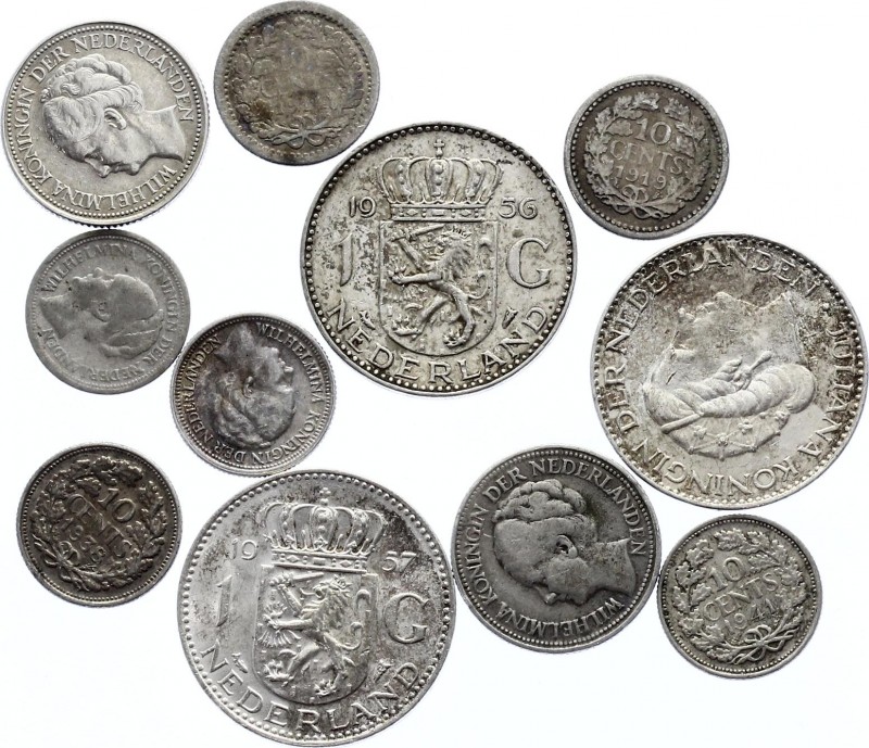 Netherlands & Curacao Lot of 11 Coins 
Silver; Various Dates & Denominations