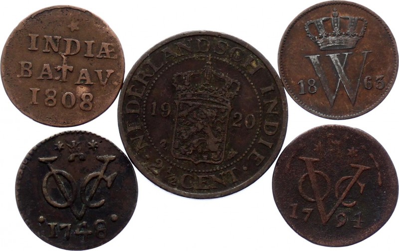 Netherlands East Indies Lot of 5 Coins 1748 - 1920
Various Dates & Denomination...