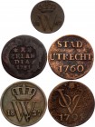 Netherlands East Indies Lot of 5 Coins 1760 - 1867
Various Dates & Denominations