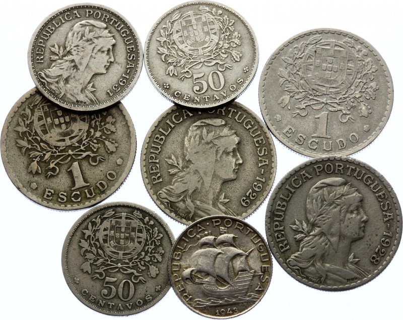 Portugal Lot of 8 Coins 
With Silver; Various dates & denominations; Scarcer pi...