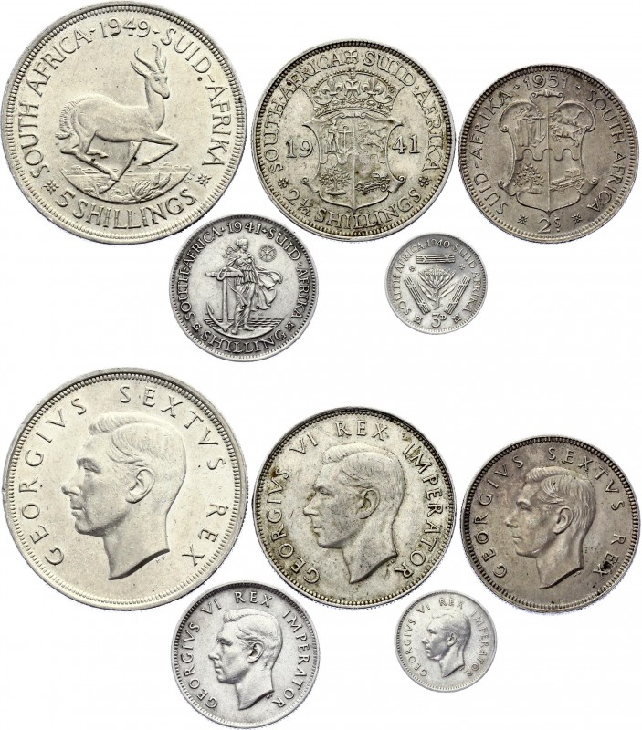 South Africa Lot of 5 Coins 1940 - 1951
Silver; Various Dates & Denominations; ...