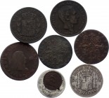 Spain Lot of 8 Coins 
With Silver; Various Dates & Denominations; F-XF