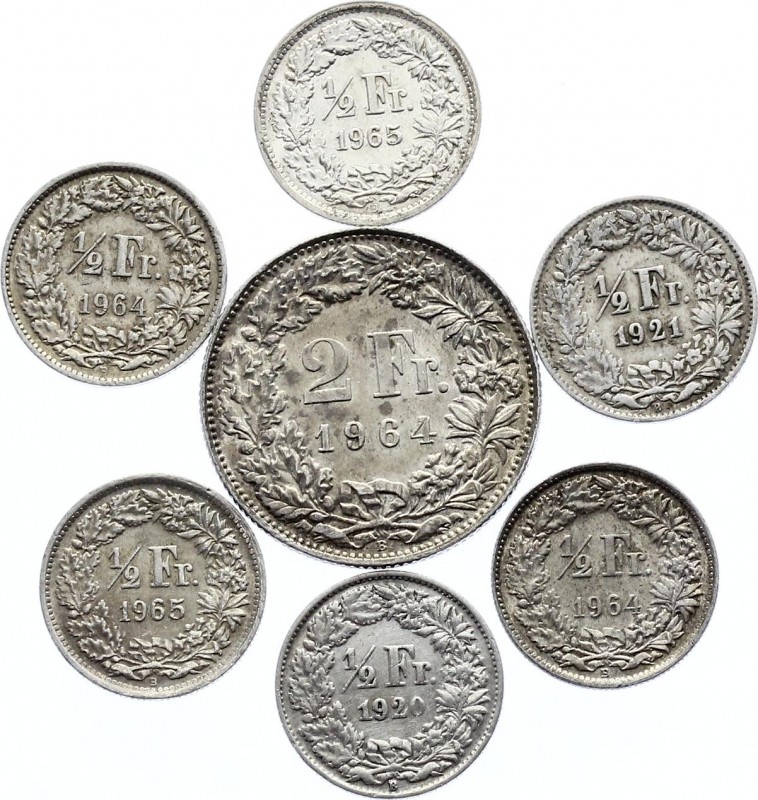 Switzerland Lot of 7 Silver Coins 1920 - 1965
Silver; Various Dates & Denominat...