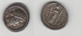 P. Clodius M.f. (42 BC) AR Denarius 3.79 g. Rome. Obv/ laureate head of Apollo right, lyre behind. Rev/ Diana Lucifera standing right. Crawford 494/23...