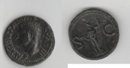 AGRIPPA (Gaio, 37-41), AE Asse 10.92 g. Rome after 37 AD. Obv/ M AGRIPPA L - F COS III, head with rostral crown on the left. Rv. Chlamydate Neptune fa...