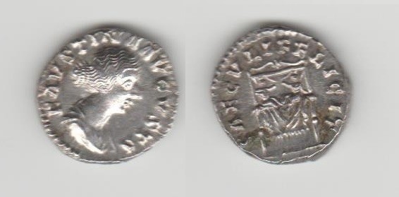 FAUSTINA JUNIOR (+175 AD under Marcus Aurelius) AR Denarius 3.39 g. Rome. Obv/ F...