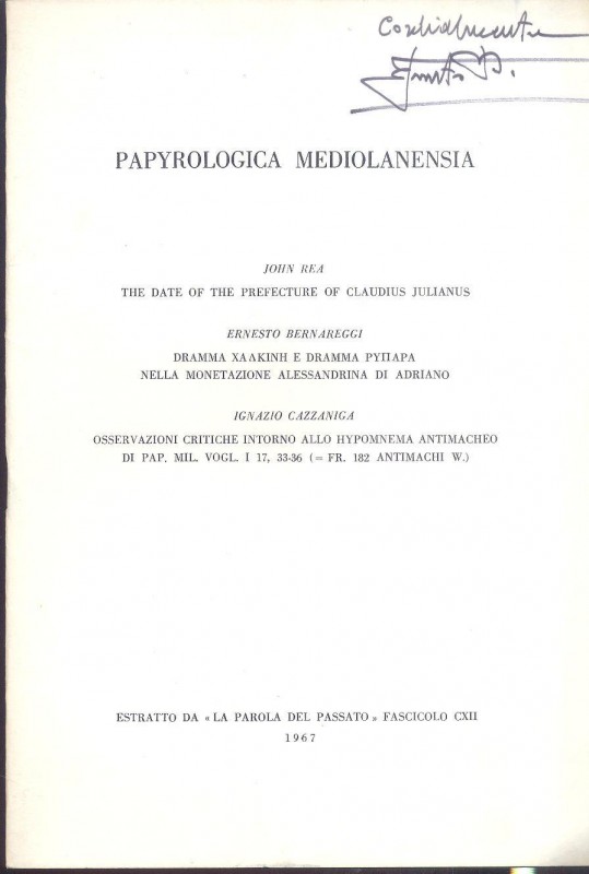 AA. VV. REA J. " The date of the prefecture of Claudius Julianus". BERNAREGGI E....