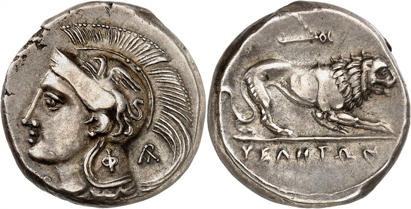 LUCANIE. VELIA (290-280 avt. JC). Statère (7,50 g).
A/ Tête d'Athéna à gauche, ...