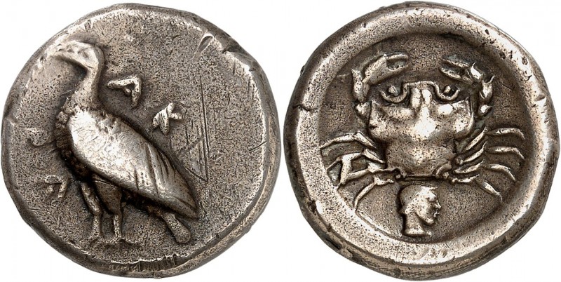 SICILE. AGRIGENTE (500-472 avt. JC). Drachme (8,53 g).
A/ Aigle debout à gauche...