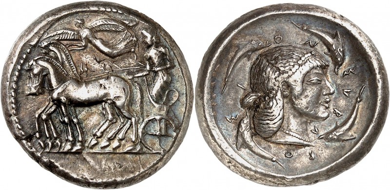 SICILE. SYRACUSE Règne de Gélon (485-479 avt. JC). Tétradrachme (17,35 g).
A/ B...