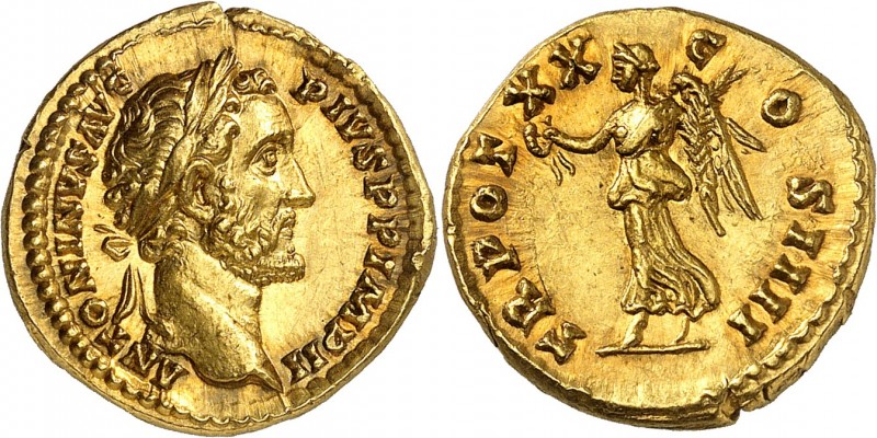 ANTONIN LE PIEUX (138-161). Aureus (7,32 g) Rome 156-157.
A/ ANTONINVS AVG PIVS...