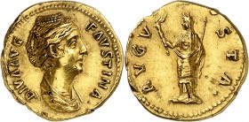 FAUSTINE MERE (épouse d'ANTONIN LE PIEUX). Aureus (7,36 g) Rome 138-140.
A/ DIVA AVG AUGVSTA. Son buste diadémé à droite.
R/ AVGV- STA. Cérès voilée...