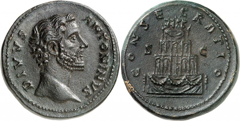 ANTONIN (DIVUS ANTONIN). Frappé sous le règne de Marc Aurèle. Sesterce (23,40 g)...