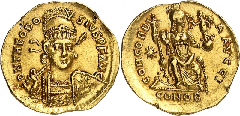 THEODOSE II (408-450). Solidus (4,41 g) Constantinople 388-392.
A/ D N THEODOSI...