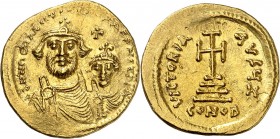 HERACLIUS et son Fils HERACLIUS CONSTANTIN Enfant (610-641). Solidus (4,47 g)
Constantinople 613-629 Off.Z.
A/ DD NN hERACLIYS ET HERA CONST P AV. B...