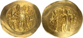 JEAN III DUCAS-VATATZES (1222-1254). Jean I de Empire de Nicée. Hyperpyron (4,38 g).
A/ IC -XC/ Le Christ, croix nimbée derrière la tête, assis sur u...