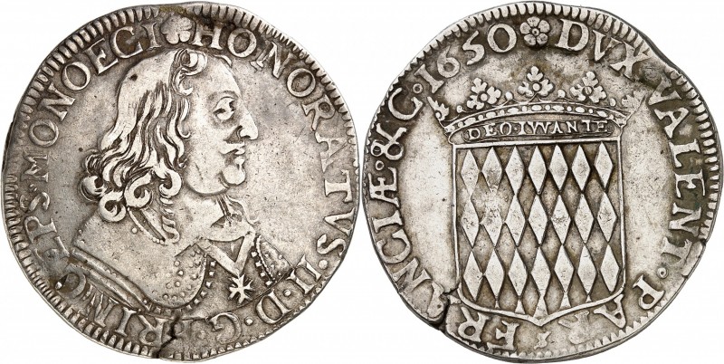 MONACO (PRINCIPAUTE). HONORE II (1604-1662). Ecu de 60 Sols (26,82 g) 1650.
A/ ...