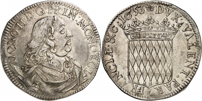MONACO (PRINCIPAUTE). HONORE II (1604-1662). Ecu de 60 Sols (26,92 g) 1653.
A/ ...