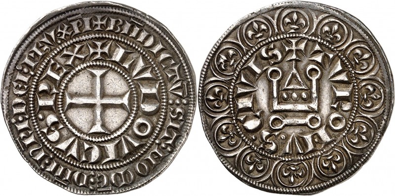 LOUIS IX (SAINT-LOUIS) (1245-1270). Gros tournois (4,13 g).
A/ + LVDOVICVS REX....