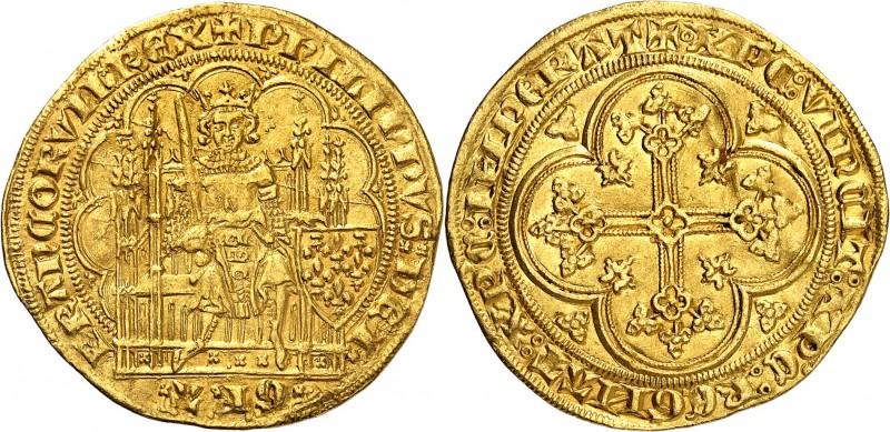 PHILIPPE VI de VALOIS (1328-1350) Ecu d'or à la chaise (4,46 g) 1ère émission.
...