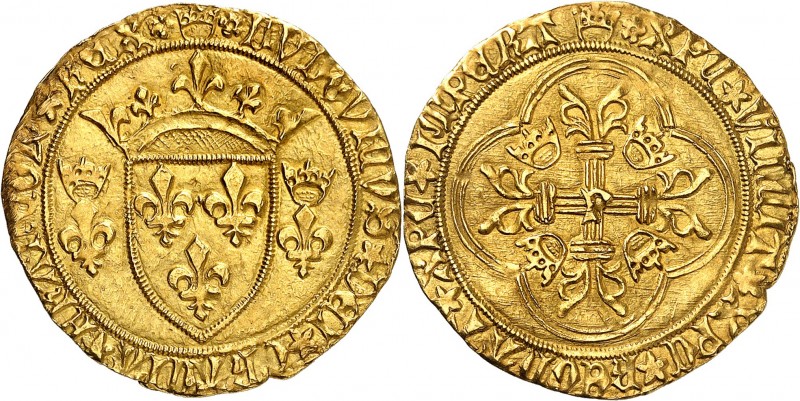 LOUIS XI (1461-1483) Ecu d'or à la couronne (3,40 g).
Perpignan (P en cœur de l...