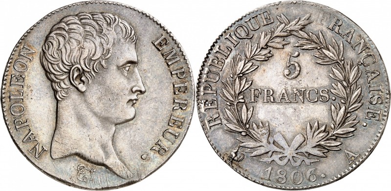 PREMIER EMPIRE (1804-1814) NAPOLEON 1er. 5 Francs (3ème Type) 1806 A = Paris.
A...