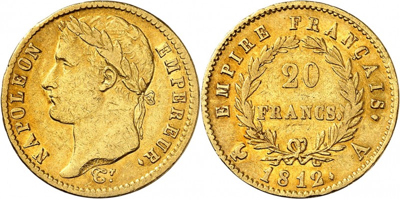 PREMIER EMPIRE-NAPOLEON 1er (1804-1814). 20 Francs " Tête laurée " 1812 A = Pari...