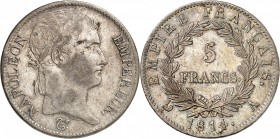 PREMIER EMPIRE-NAPOLEON 1er (1804-1814). 5 Francs " Tête laurée " 1814 A = Paris.
A/ NAPOLEON EMPEREUR. Sa tête laurée à droite.
R/ EMPIRE FRANÇAIS ...