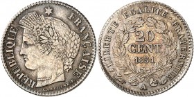 IIème REPUBLIQUE (1848-1852). 20 Centimes " Cérès " 1851 A = Paris (3 309 290 ex.).
A/ REPUBLIQUE FRANÇAISE. Cérès à gauche, une étoile au dessus de ...