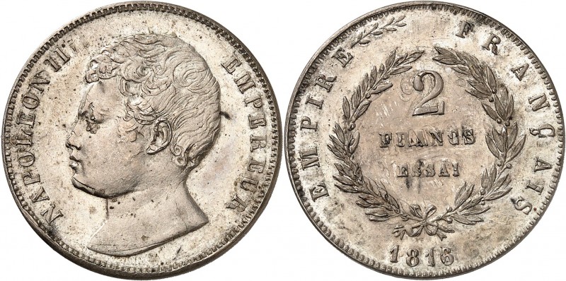 NAPOLEON II. 2 Francs, 1/2 Franc et 1/4 de Franc ESSAIS datés 1816 en argent (9,...