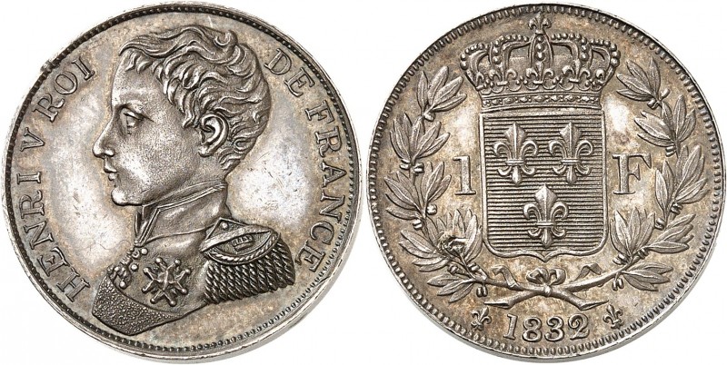 HENRI V Prétendant au trône de France (1820-1883). 1 Franc 1832 Piéfort argent (...