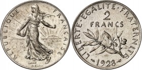 IIIème REPUBLIQUE. 2 Francs " Roty " et 1 Franc 1928.
PIEFORTS en argent (20 g) et (10,02 g).Tranche lisse sur le mot ESSAI.
EMPF.111.P3.
SUP à FDC...