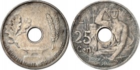 IIIème REPUBLIQUE. 25 Centimes 1913 de GREGOIRE.
ESSAI hors concours en bronze argenté (6,52 g).
EMPF.70.2. VG.4755. Très rare. SUP