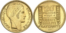 IIIème REPUBLIQUE. 20 Francs " TURIN " (17,85 g) 1929.
ESSAI en bronze aluminium.
EMPF.199.5. MAZARD 2554. SUP à FDC