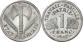 ETAT Français (1940-1944). 1 Franc " Bazor " (3,10 g) 1942 Francisque.
ESSAI PIEFORT en aluminium.
EMPF.98. EP. SUP à FDC