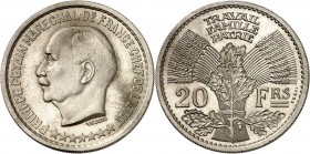 ETAT Français (1940-1944). 20 Francs " Pétain " (9,96 g) non datée.
ESSAI hybride en cupro-nickel de VAZIEN/CROCHET (ND).
EMPF.205.5. MAZARD 2653 (a...