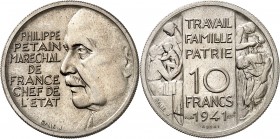 ETAT Français (1940-1944). 10 Francs "Pétain " (6,75 g) 1941.
ESSAI de GALLE en bronze nickel.
EMPF 176.2. MAZARD 2655. Rare. SUP à FDC
Exemplaire ...